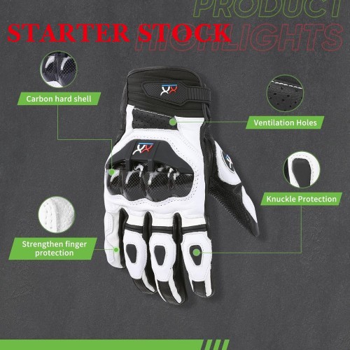 Unisex Leather Motorcycle Gauntlets Full Finger Knuckle Protection Touchscreen Compatible Motocross Sports Gloves for BMX MX ATV MTB Riding, Road Racing, Cycling, Climbingpicture3