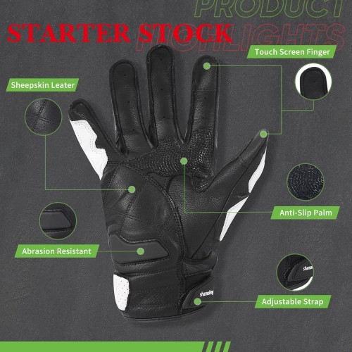Unisex Leather Motorcycle Gauntlets Full Finger Knuckle Protection Touchscreen Compatible Motocross Sports Gloves for BMX MX ATV MTB Riding, Road Racing, Cycling, Climbingpicture4