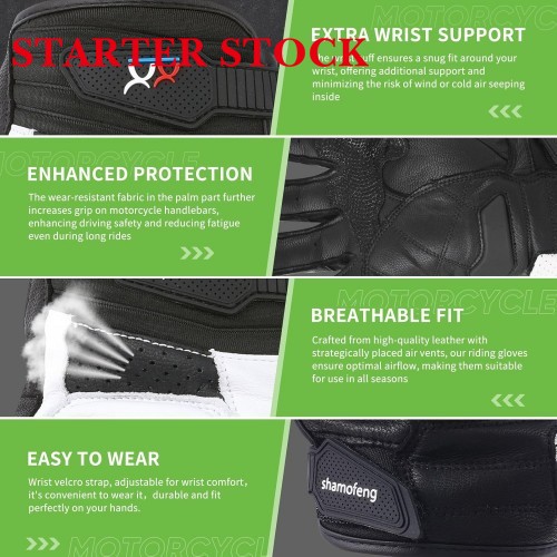 Unisex Leather Motorcycle Gauntlets Full Finger Knuckle Protection Touchscreen Compatible Motocross Sports Gloves for BMX MX ATV MTB Riding, Road Racing, Cycling, Climbingpicture5