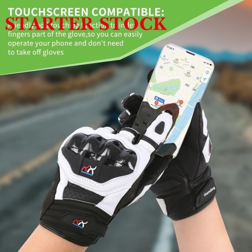 Unisex Leather Motorcycle Gauntlets Full Finger Knuckle Protection Touchscreen Compatible Motocross Sports Gloves for BMX MX ATV MTB Riding, Road Racing, Cycling, Climbingpicture6