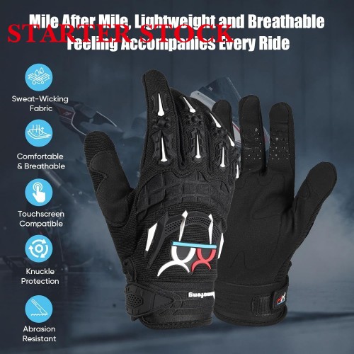 Breathable Motorcycle Riding Gloves Full Finger Knuckle Protection Touchscreen Compatible for Motocross, Mountain Bike,Dirt Bike, Cycling, Off-Road Racingpicture3