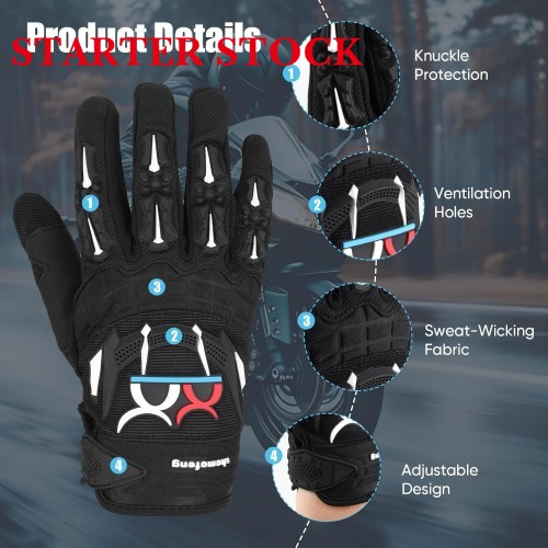 Breathable Motorcycle Riding Gloves Full Finger Knuckle Protection Touchscreen Compatible for Motocross, Mountain Bike,Dirt Bike, Cycling, Off-Road Racingpicture4