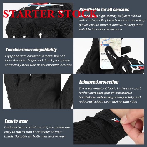 Breathable Motorcycle Riding Gloves Full Finger Knuckle Protection Touchscreen Compatible for Motocross, Mountain Bike,Dirt Bike, Cycling, Off-Road Racingpicture5