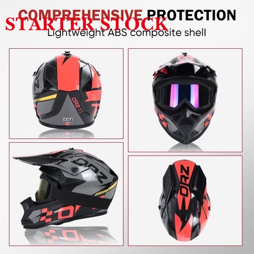 Adult Dirt Bike Helmet Motorcycle Racing Street Bike Off-Road Mountain Bike BMX MX ATV Helmet with Cycling Glasses and Visor for Unisex-Adultpicture2
