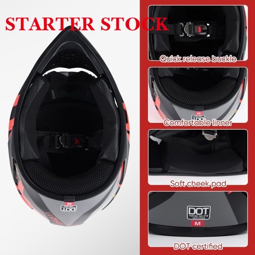 Adult Dirt Bike Helmet Motorcycle Racing Street Bike Off-Road Mountain Bike BMX MX ATV Helmet with Cycling Glasses and Visor for Unisex-Adultpicture4