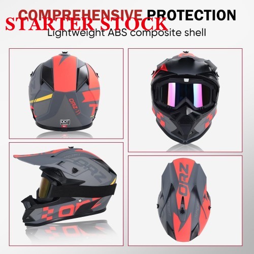 Adult Dirt Bike Helmet Motorcycle Racing Street Bike Off-Road Mountain Bike BMX MX ATV Helmet with Cycling Glasses and Visor for Unisex-Adultpicture7