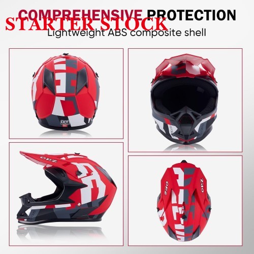 Adult Dirt Bike Helmet Motorcycle Racing Street Bike Off-Road Mountain Bike BMX MX ATV Helmet with Cycling Glasses and Visor for Unisex-Adultpicture2