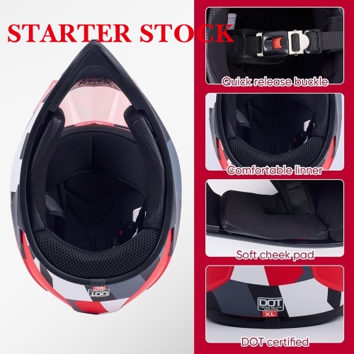 Adult Dirt Bike Helmet Motorcycle Racing Street Bike Off-Road Mountain Bike BMX MX ATV Helmet with Cycling Glasses and Visor for Unisex-Adultpicture4