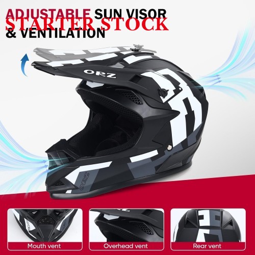 Adult Dirt Bike Helmet Motorcycle Racing Street Bike Off-Road Mountain Bike BMX MX ATV Helmet with Cycling Glasses and Visor for Unisex-Adultpicture8