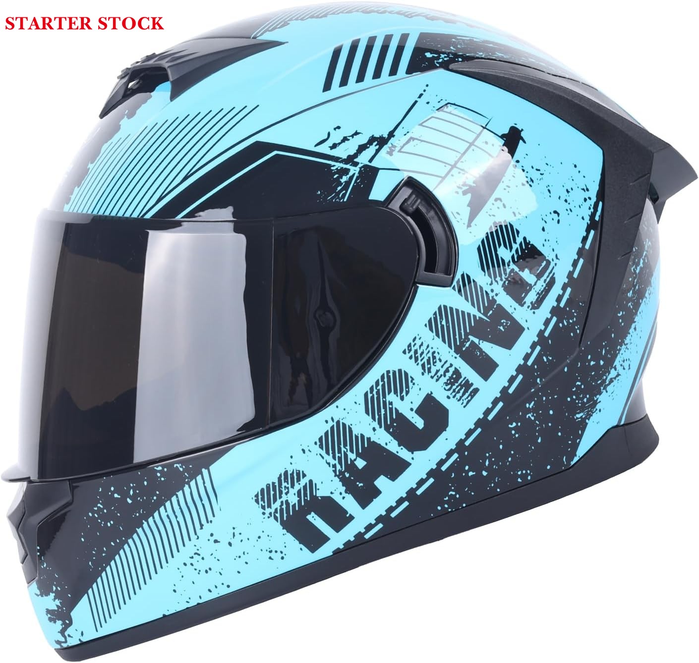 Full Face Motorcycle Racing Street Bike Helmet with Cycling Glasses and Visor for Unisex-Adult