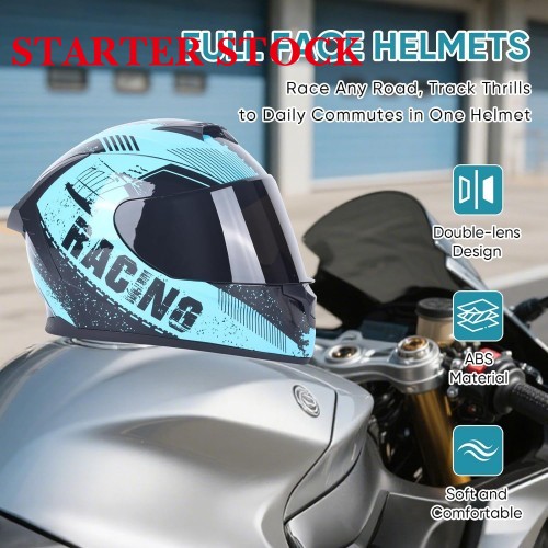 Full Face Motorcycle Racing Street Bike Helmet with Cycling Glasses and Visor for Unisex-Adultpicture2