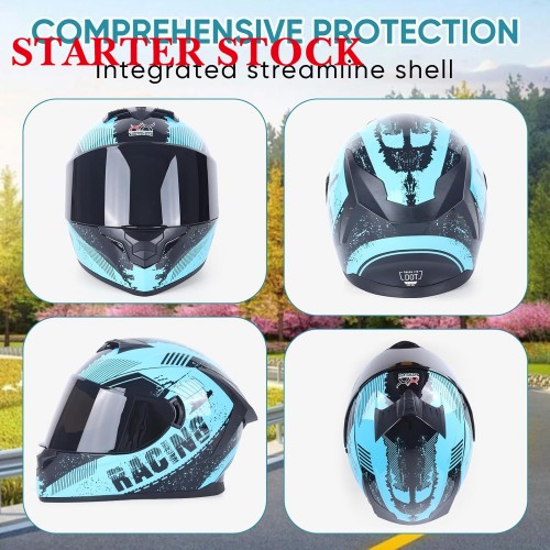 Full Face Motorcycle Racing Street Bike Helmet with Cycling Glasses and Visor for Unisex-Adultpicture3