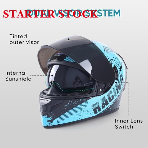 Full Face Motorcycle Racing Street Bike Helmet with Cycling Glasses and Visor for Unisex-Adultpicture5