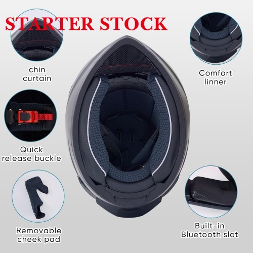 Full Face Motorcycle Racing Street Bike Helmet with Cycling Glasses and Visor for Unisex-Adultpicture7