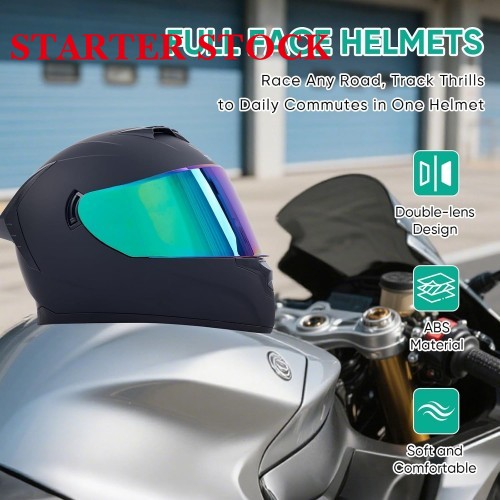 Full Face Motorcycle Racing Street Bike Helmet with Cycling Glasses and Visor for Unisex-Adultpicture2