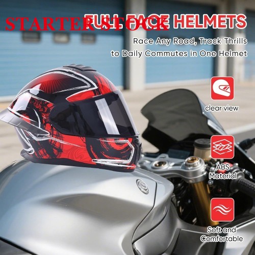 Full Face Motorcycle Racing Street Bike Helmet with Cycling Glasses and Visor for Unisex-Adultpicture2