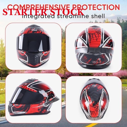 Full Face Motorcycle Racing Street Bike Helmet with Cycling Glasses and Visor for Unisex-Adultpicture3