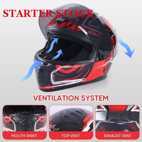 Full Face Motorcycle Racing Street Bike Helmet with Cycling Glasses and Visor for Unisex-Adultpicture4