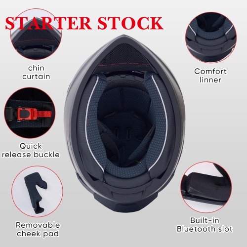 Full Face Motorcycle Racing Street Bike Helmet with Cycling Glasses and Visor for Unisex-Adultpicture6