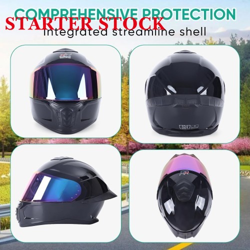 Full Face Motorcycle Racing Street Bike Helmet with Cycling Glasses and Visor for Unisex-Adultpicture3