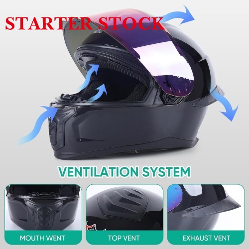 Full Face Motorcycle Racing Street Bike Helmet with Cycling Glasses and Visor for Unisex-Adultpicture4