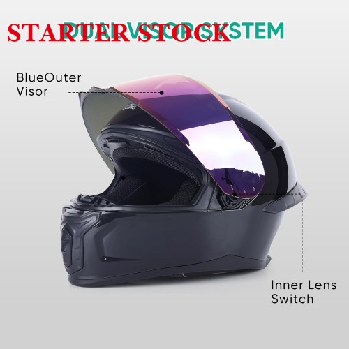 Full Face Motorcycle Racing Street Bike Helmet with Cycling Glasses and Visor for Unisex-Adultpicture5