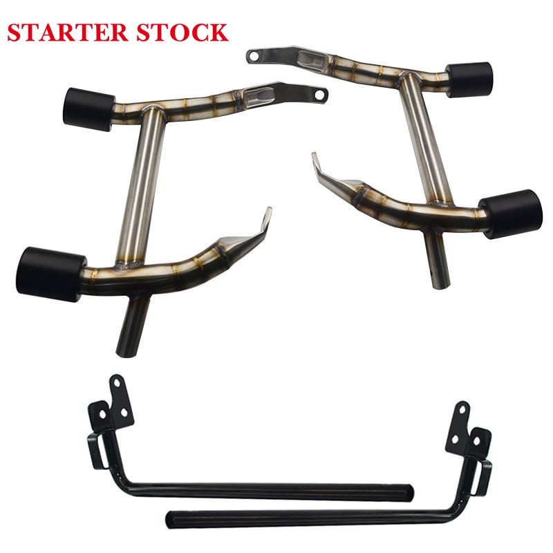 For Harley Touring Street Road Glide 2014-2024 Stainless Welding Pattern Saddlebag Guard with Support Bar Crash Bar