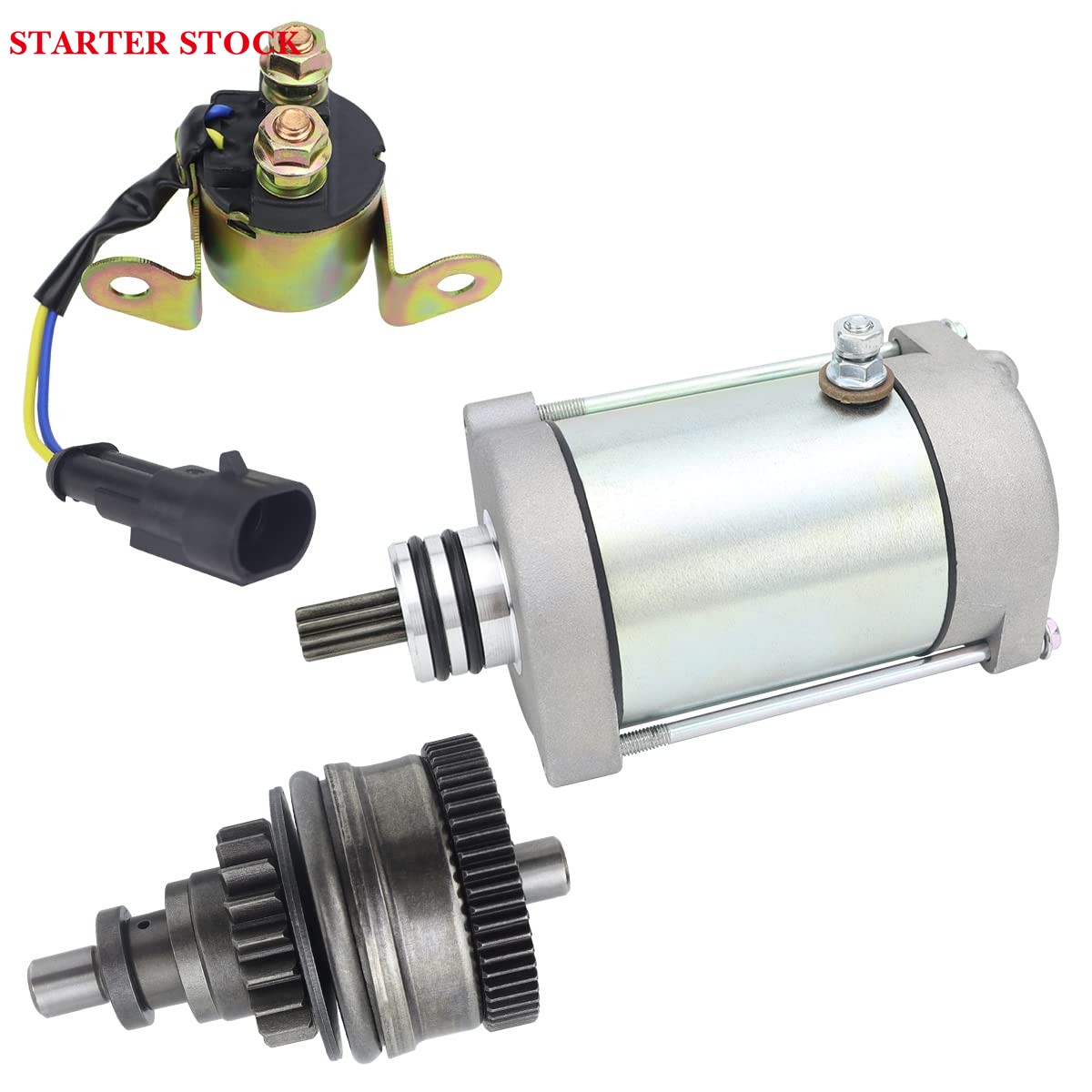 Starter & Bendix & Relay for Polaris Sportsman 700 800 X2 07-14| Ranger 700 800 Xp 06-15| RZR 800 4 S 08-14, 4010417 4011584 4012032 4013268 410-54040 SMU0271 57-2725 495739 PA-106 18648