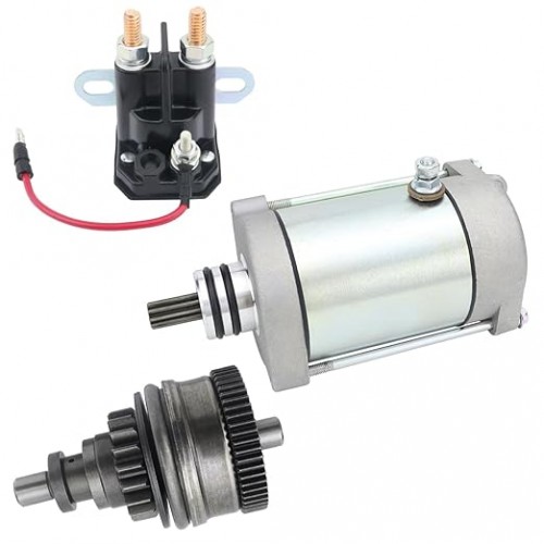 Starter & Bendix & Relay for Polaris Sportsman 600 & 700 Models 02-04, 4010417 18648 SMU0271 410-54040