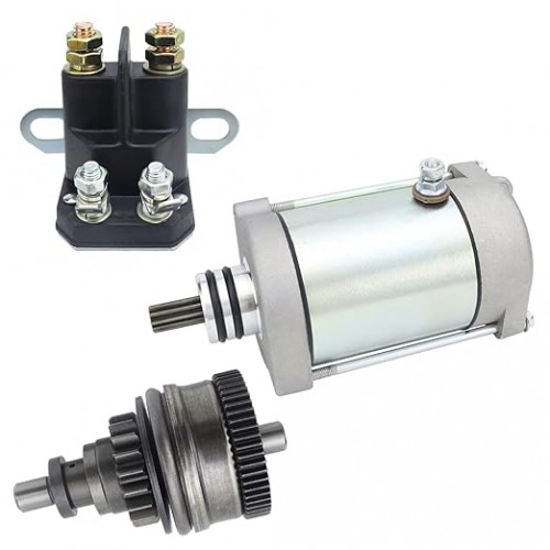 Starter & Bendix & Relay for Polaris Sportsman 600 700 800 MV7 05-06| Ranger Xp 4X4 700 EFI 05| Frontier Classic Touring 02-05, 4010417 410-54040 18648 SMU0271 57-2725 495739 PA-106
