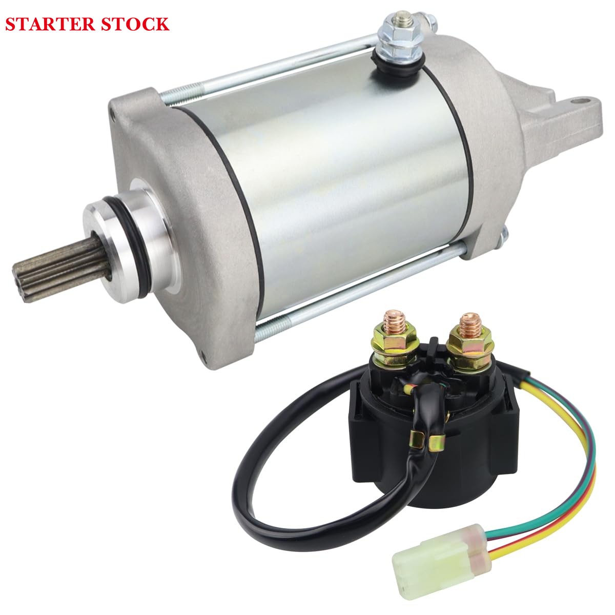 Starter & Relay for Honda Rincon 650 2003-2005 & Rincon 680 2006-2019 & Pioneer 700 2014-2019, 31200-HN8-003 & 31200-HN8-000 & 18667