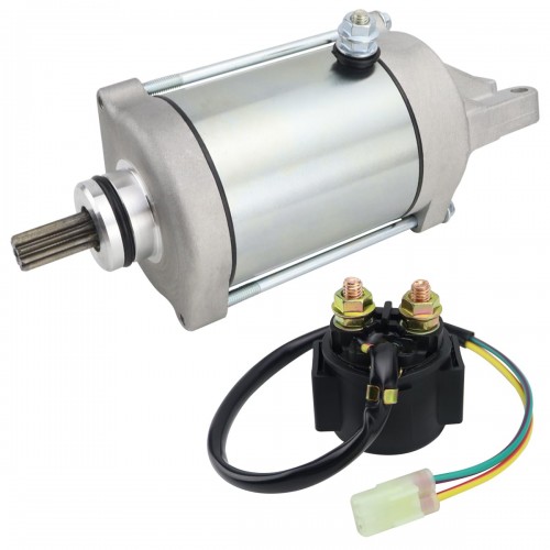 Starter & Relay for Honda Rincon 650 2003-2005 & Rincon 680 2006-2019 & Pioneer 700 2014-2019, 31200-HN8-003 & 31200-HN8-000 & 18667