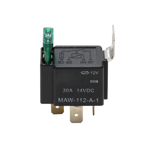 12V Automatic Window Relay with 30A Fuse, 4-Pin Metal Mounting Bracket