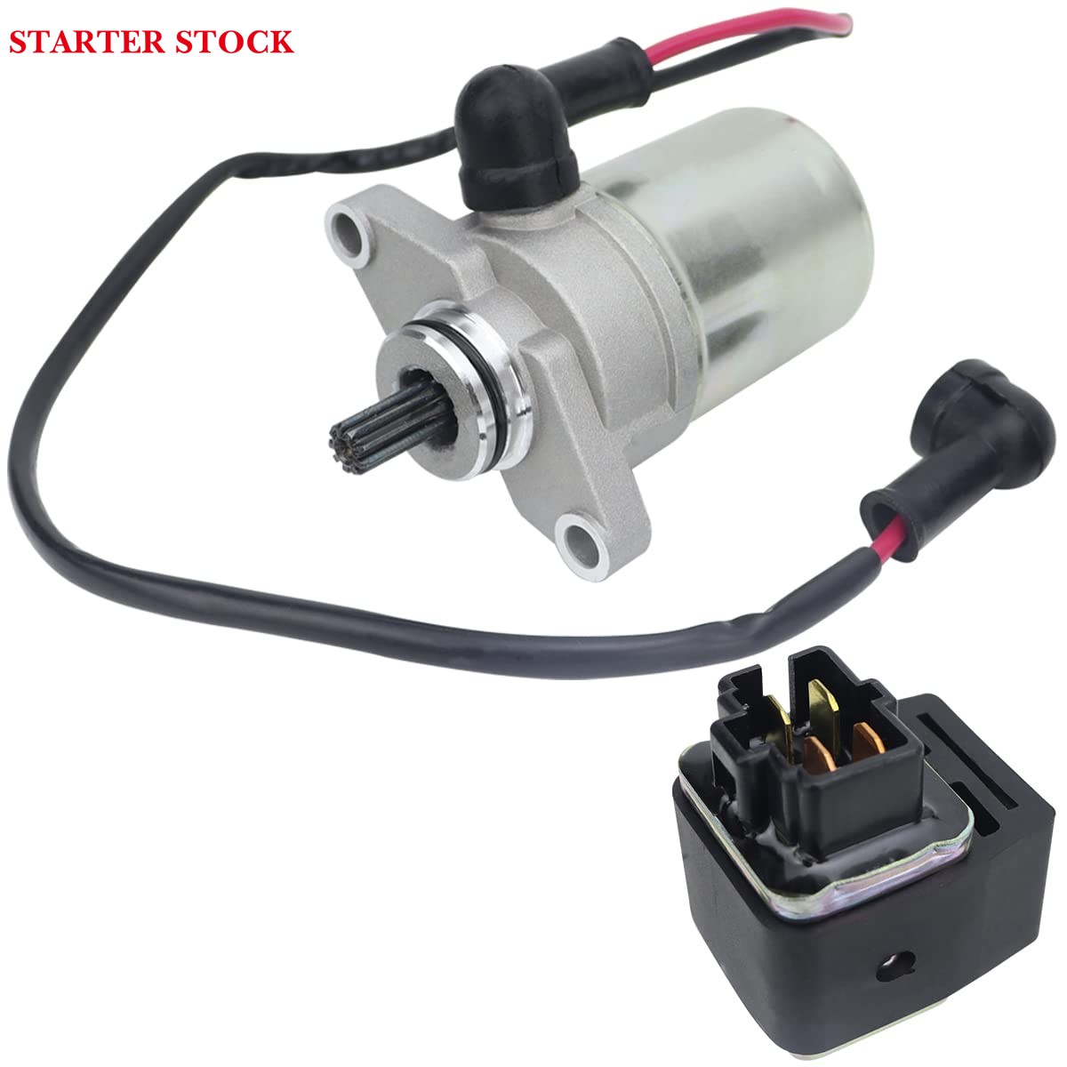 Starter Motor & Relay for Polaris Sportsman 90 2001-2006| Scrambler 90 2001-2003| Predator 90 2003-2006| E-TON 90, 0450533 0451692 18643 18644, Sportsman 90 Starter for Predator 90 E-Ton 90