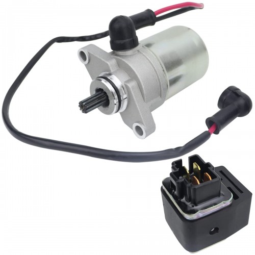 Starter Motor & Relay for Polaris Sportsman 90 2001-2006| Scrambler 90 2001-2003| Predator 90 2003-2006| E-TON 90, 0450533 0451692 18643 18644, Sportsman 90 Starter for Predator 90 E-Ton 90