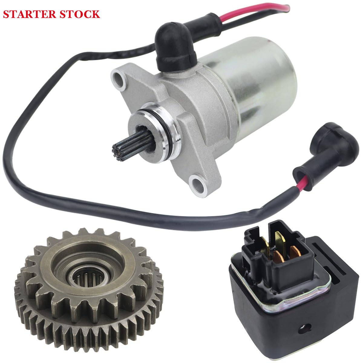 Starter & Gear & Relay for Polaris Sportsman 90 2001-2006| Scrambler 90 2001-2003| Predator 90 2003-2006| E-TON 90, 2001 2002 2003 2004 2005 2006 Sportman 90 Starter for Scrambler Predator 90