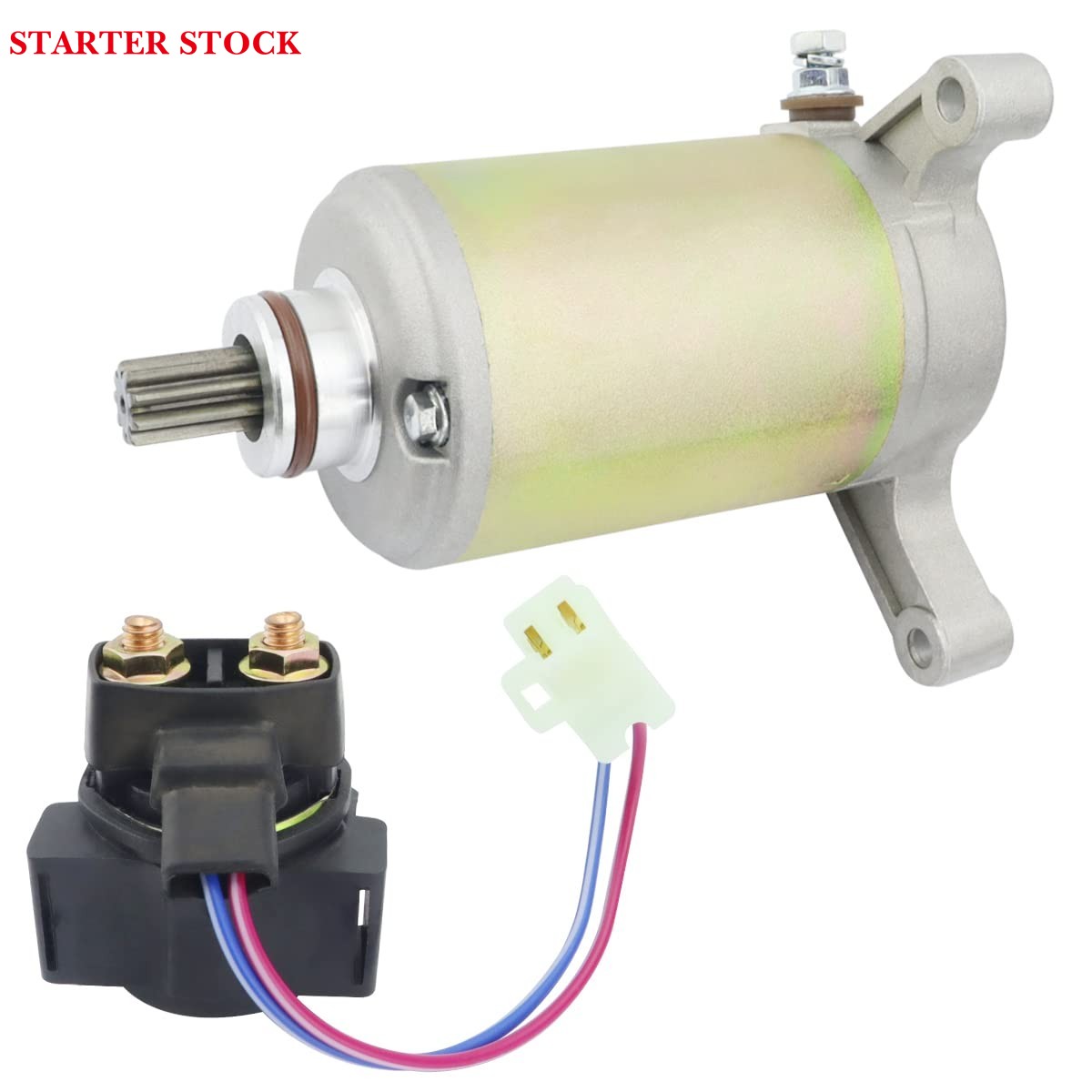 Starter & Relay for Yamaha Warrior 350 YFM350 1987-2003| Big Bear 350 4x4 1987-1996| Moto-4 350 1987-1995| Kodiak 400 1993-1995| TerraPro 350 1988, 1UY-81890-00-00 18756 SMU0065 410-54018