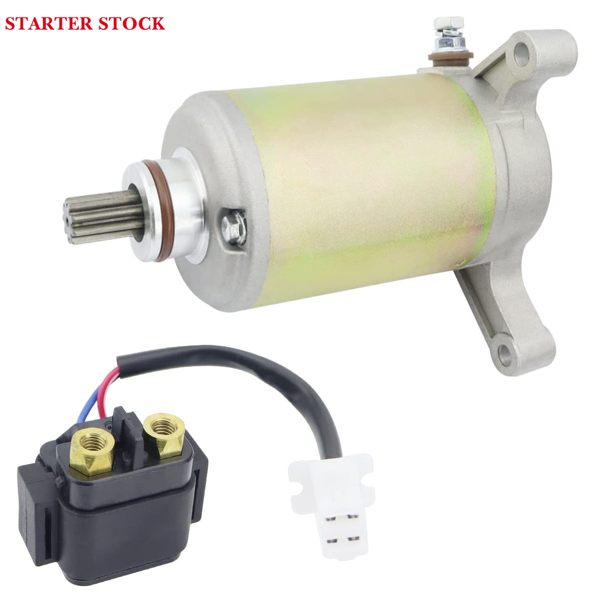 Starter & Relay for Yamaha Big Bear 350 2x4 YFM350U 1996-1998| Big Bear 350 4x4 YFM350FWJ 1997| Kodiak 400 4x4 YFM400F 1996-1998| Warrior 350 YFM350X 2004, 1UY-81890-00-00 18756 SMU0065