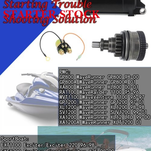 Starter & Bendix & Relay for Yamaha WaveRunner 95-01 GP800 XA800 RA1100 WVT1100 GP1200 XL1200 SV1200 XA1200, Boat 96-01 EXT1100 EXS1200 EXT1200 XRT1200 XR1800 LST1200 LS2000, 63M-81800-00-00picture4
