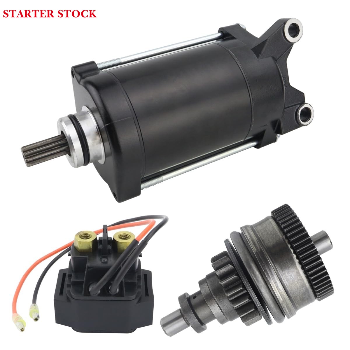 Starter & Bendix & Relay for Yamaha WaveRunner 02-08 GP800 XA800 XLT800 GP1200 SV1200 SUV1200 XA1200 XLT1200 GP1300 GP1300R, Boat 02-05 LST1200 LS2000 LX2000 LX210 AR210, 63M-81800-00-00