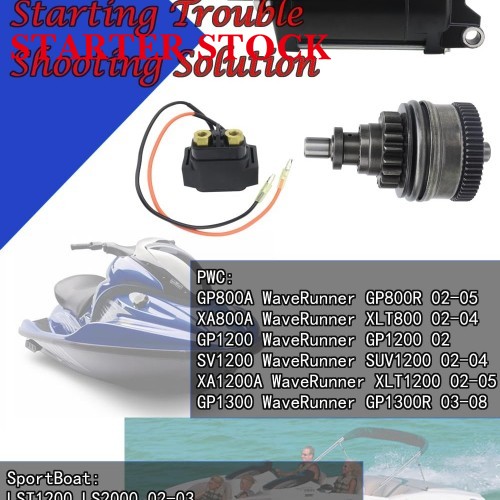 Starter & Bendix & Relay for Yamaha WaveRunner 02-08 GP800 XA800 XLT800 GP1200 SV1200 SUV1200 XA1200 XLT1200 GP1300 GP1300R, Boat 02-05 LST1200 LS2000 LX2000 LX210 AR210, 63M-81800-00-00picture4