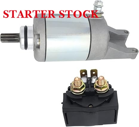 Starter Motor & Solenoid Relay fit for Kawasaki ATV Prairie 360 KVF360 2x4 4x4 2003-2008, Replace 18717, 18717N, 21163-1328, 211631328, SMU0278, 410-54082, 41054082, SM-14, 49-5177, 495177