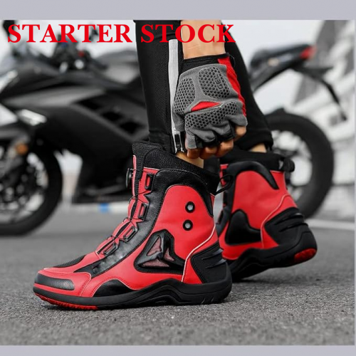 Motorcycle Shoes Men Racing Bike Boots, Off-Road Driving Sneakers, Breathable Street Riding Boots for Men, Anti-Collison Toe and Heel, Buckle Designpicture8