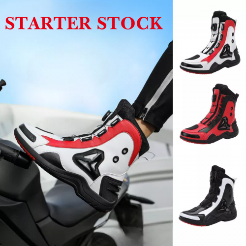 Motorcycle Shoes Men Racing Bike Boots, Off-Road Driving Sneakers, Breathable Street Riding Boots for Men, Anti-Collison Toe and Heel, Buckle Designpicture5