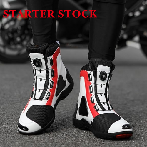 Motorcycle Shoes Men Racing Bike Boots, Off-Road Driving Sneakers, Breathable Street Riding Boots for Men, Anti-Collison Toe and Heel, Buckle Designpicture6