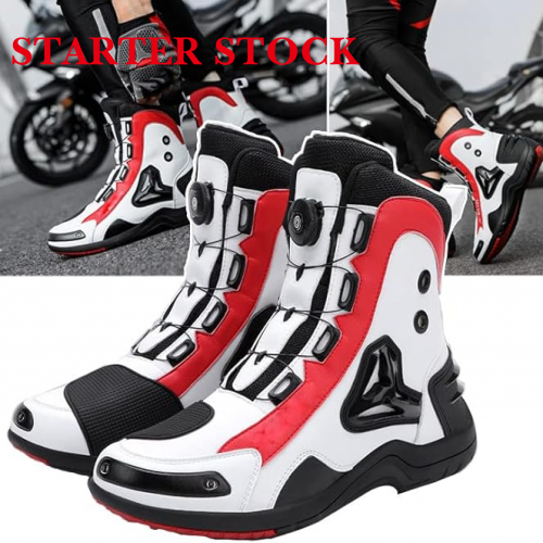 Motorcycle Shoes Men Racing Bike Boots, Off-Road Driving Sneakers, Breathable Street Riding Boots for Men, Anti-Collison Toe and Heel, Buckle Designpicture9