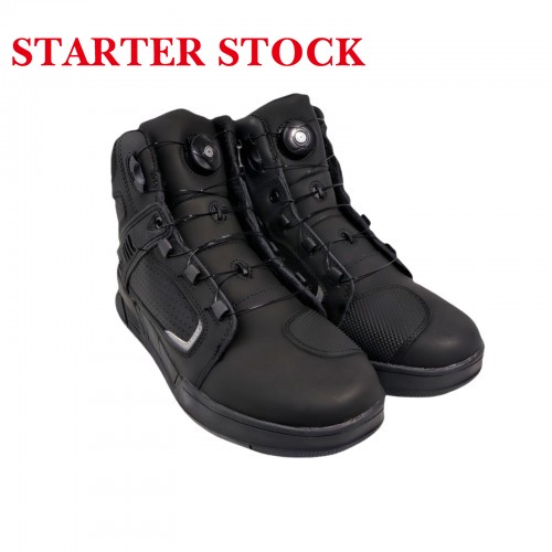 Motorcycle Shoes Men Leather Street Bike Boots, Protective Motorcycle Sneakers, Breathable Street Riding Boots for Men and Women, Anti-Collison Toe and Heel, Rotation Buttonpicture5