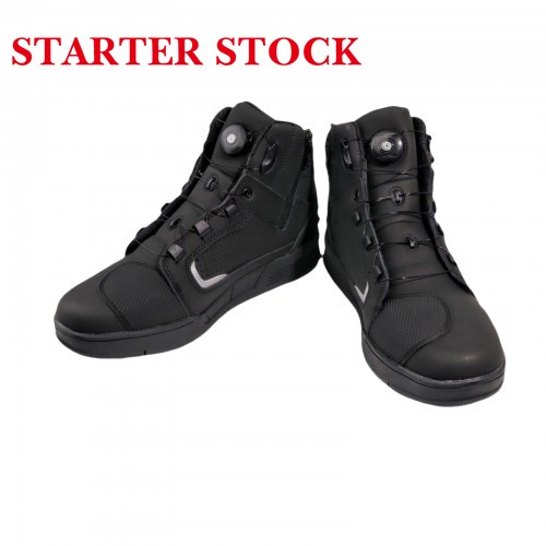 Motorcycle Shoes Men Leather Street Bike Boots, Protective Motorcycle Sneakers, Breathable Street Riding Boots for Men and Women, Anti-Collison Toe and Heel, Rotation Buttonpicture6