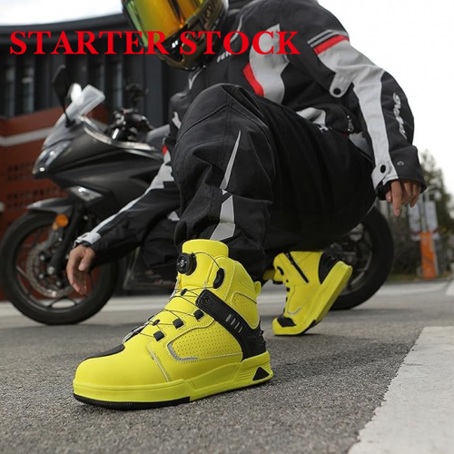 Motorcycle Shoes Men Leather Street Bike Boots, Protective Motorcycle Sneakers, Breathable Street Riding Boots for Men and Women, Anti-Collison Toe and Heel, Rotation Buttonpicture7