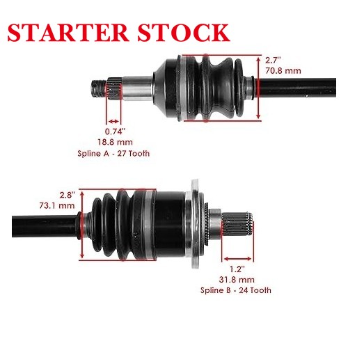 Starterstock Front Rear Left Right Axles Compatible with Arctic Cat 400 4X4 2006 2007 2008 2010-2014picture5